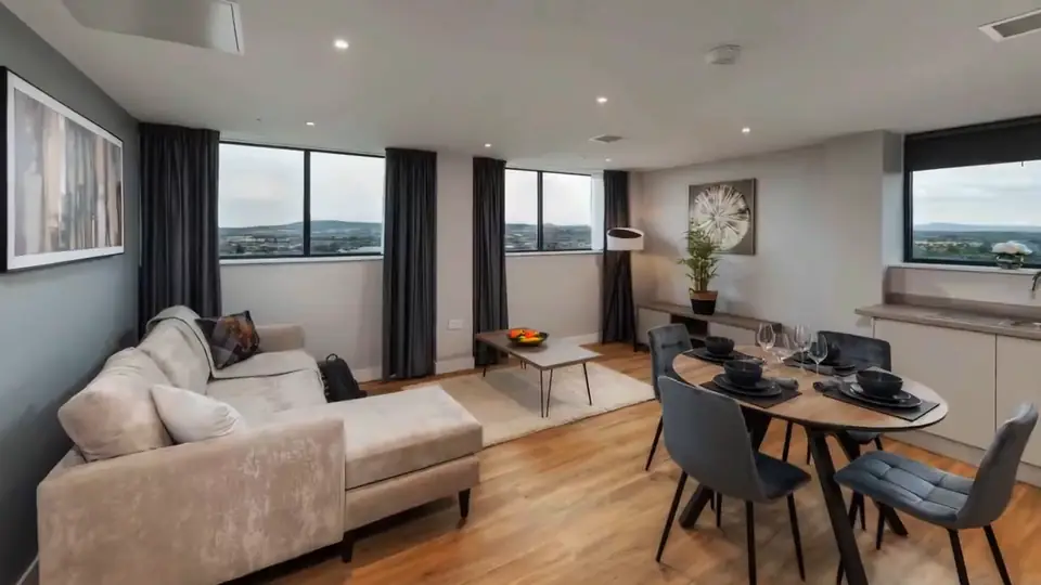 Living area inside a Vertex apartment